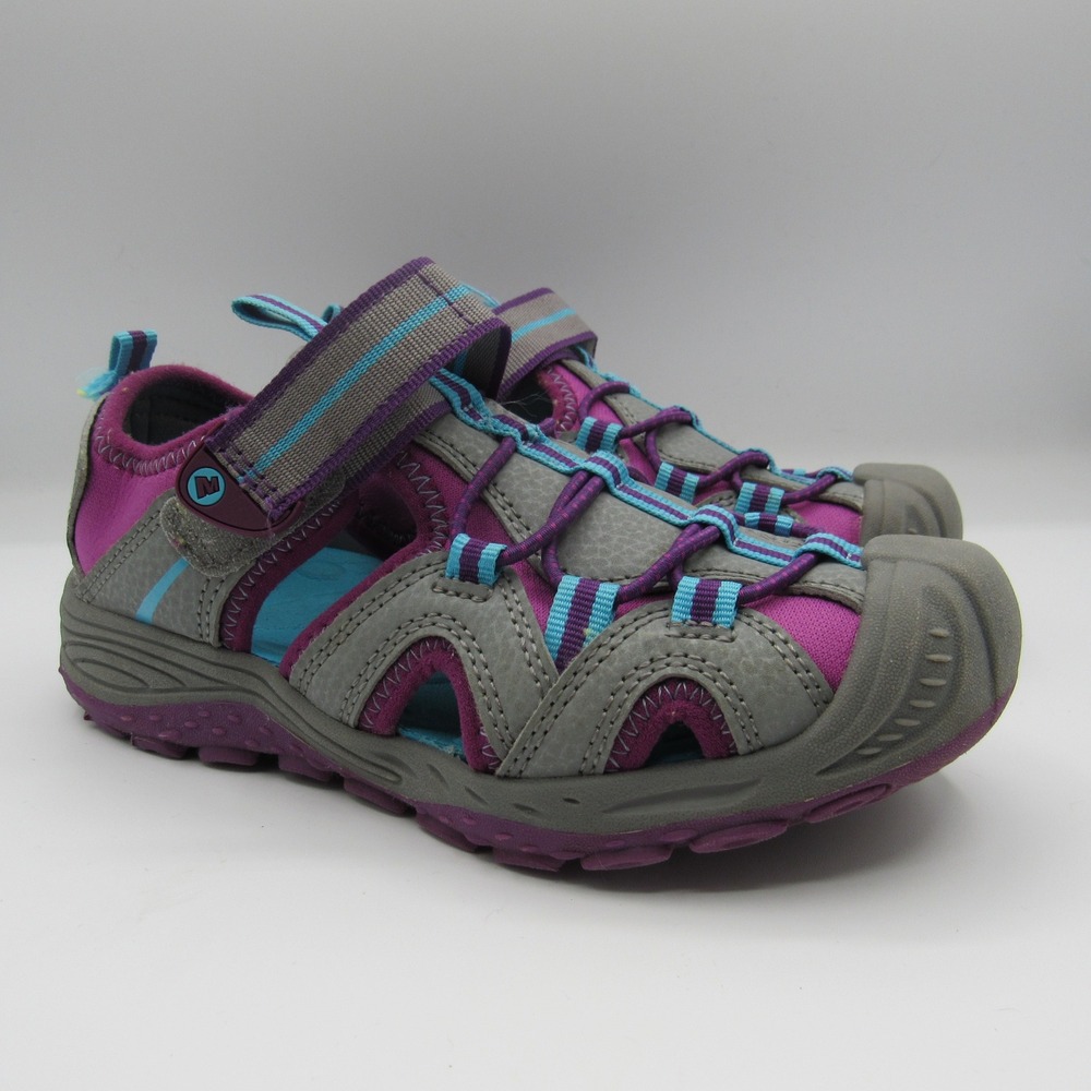 Merrell Hydro Sandals Kids 13M Grey Purple Excellent Water Shoes MK166974